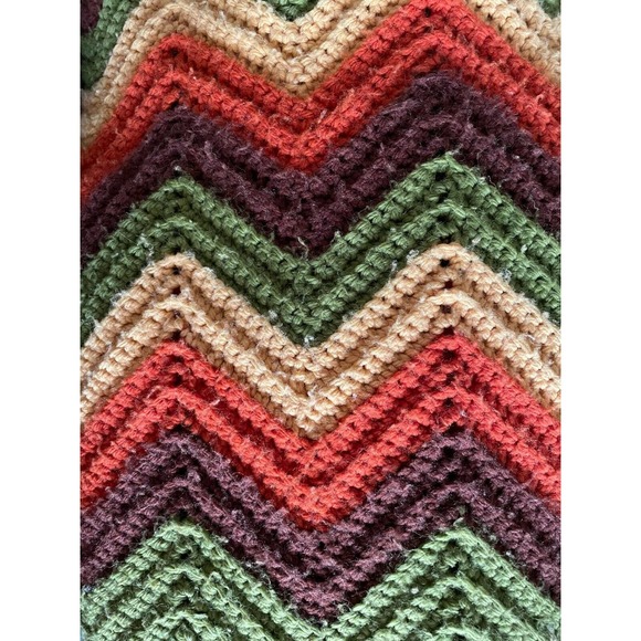 Vintage Retro Boho Afghan 70s Chevron GOLDBERGS TV - Picture 10 of 14